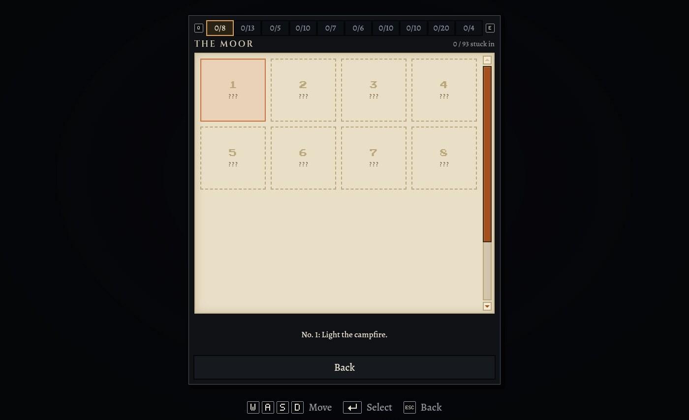 The sticker album open on a page of stickers, some earned and some still blank