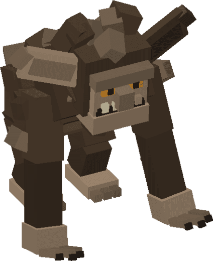 A boggart: a small, stooped, shaggy brown creature with a pale face, walking on its knuckles