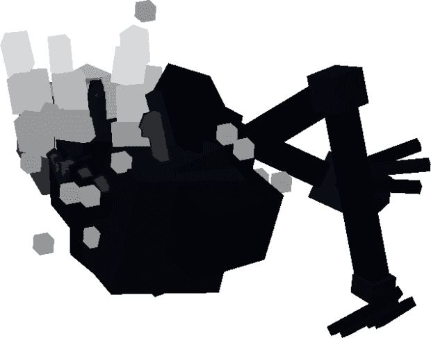 The Hollow: a low heap of near-black shadow hauled along by two long arms reaching from one flank